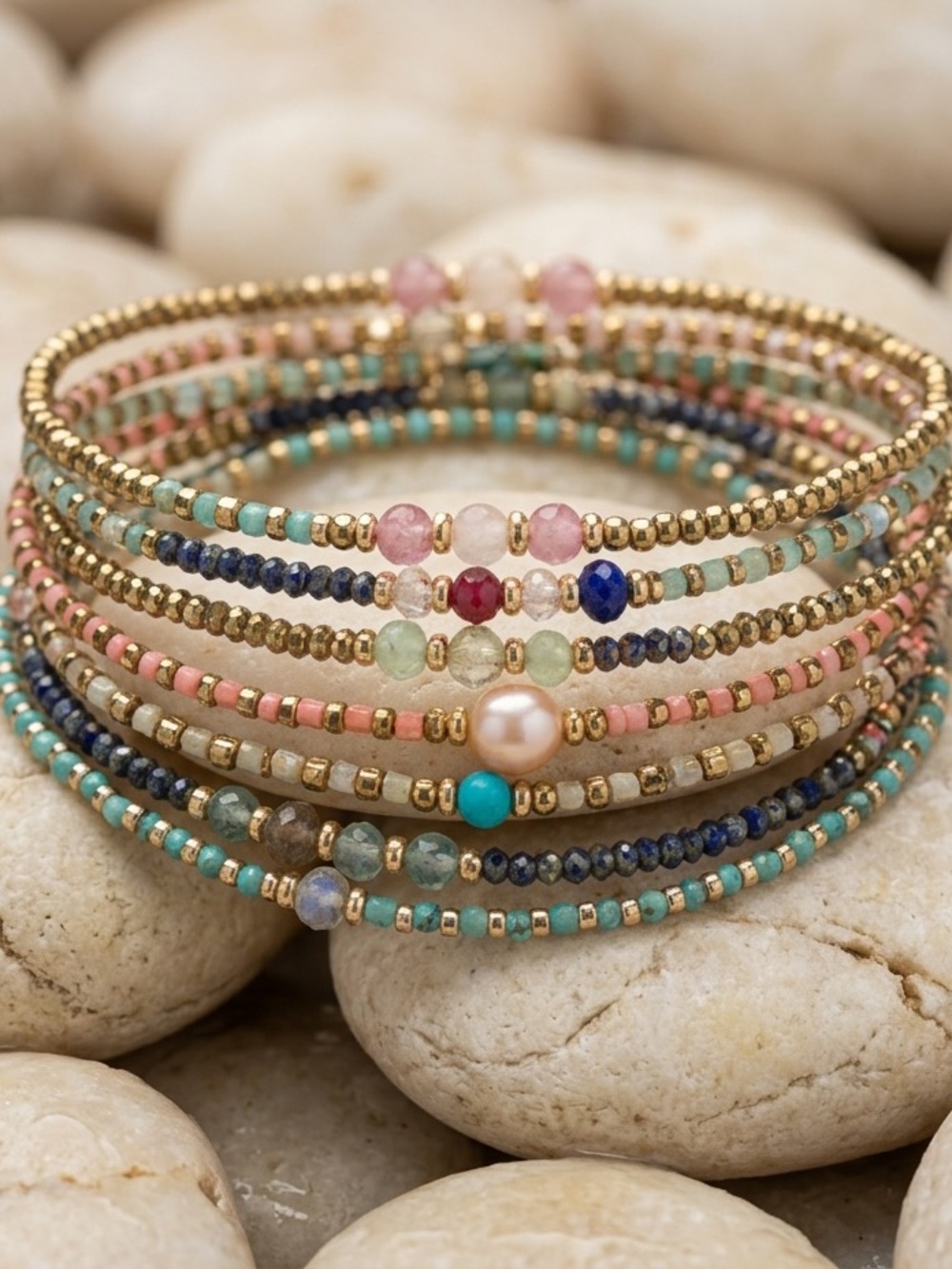 Dainty Multi-strand Gemstone Bracelet